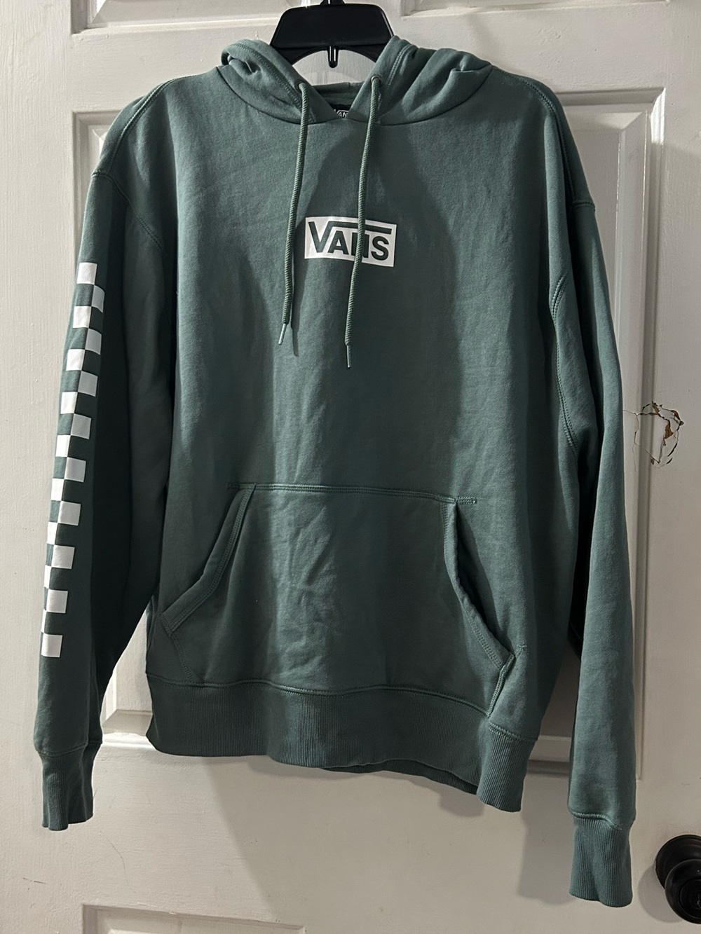 Vans Sage Green Pullover Hoodie with Checker Sleeve